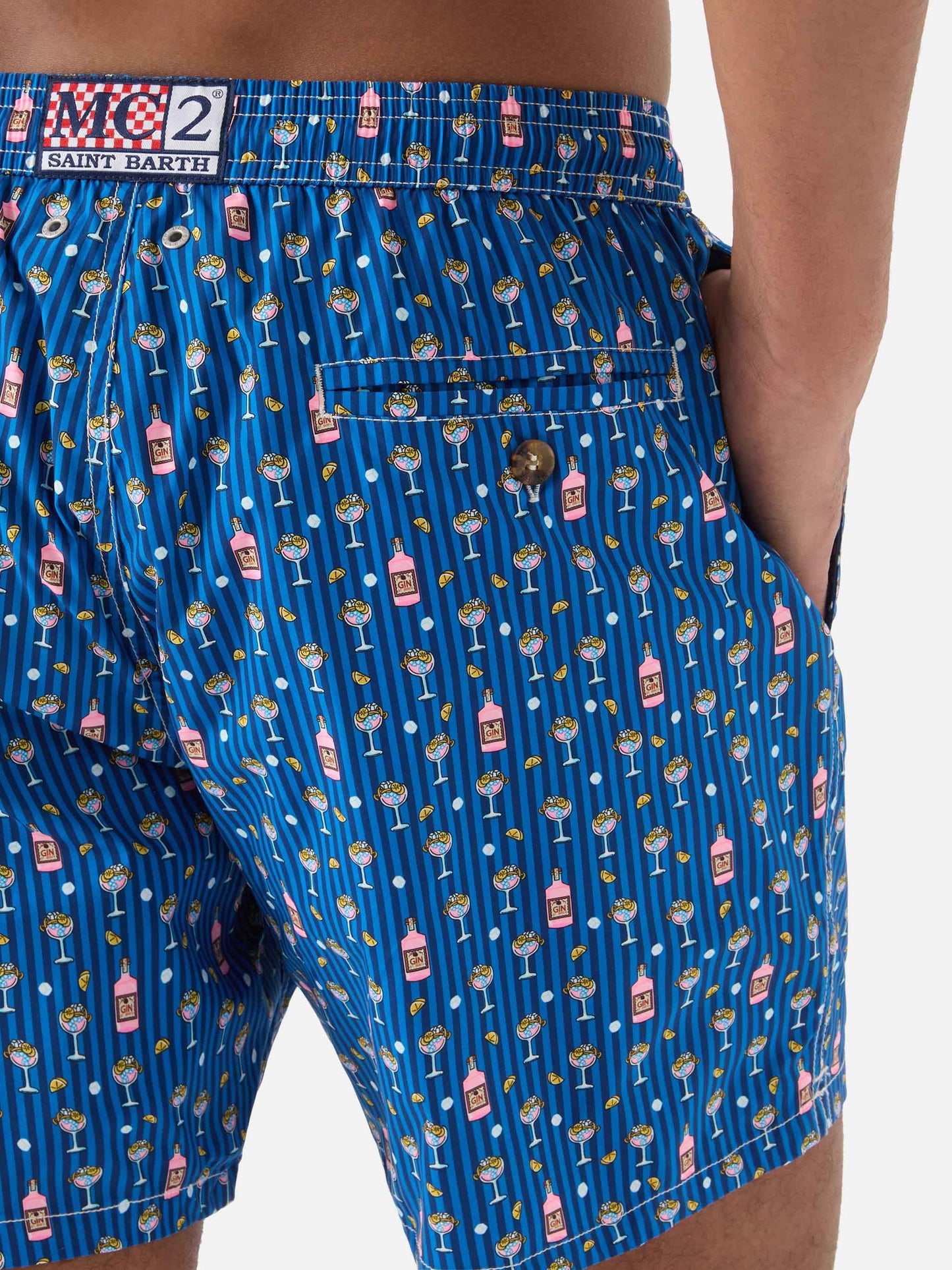 Costume mare Lighting Micro navy con stampa cocktail all-over