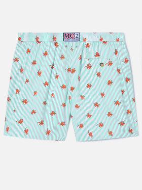Green striped Lighting Micro swim shorts with all-over octopus print
