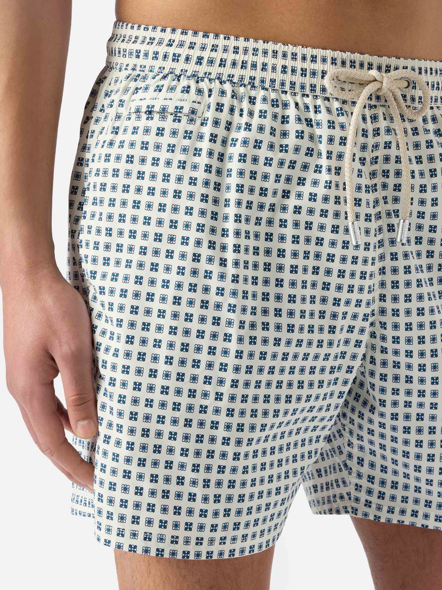 Costume mare Lighting Micro bianco con stampa geometrica all-over