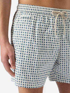 Costume mare Lighting Micro bianco con stampa geometrica all-over