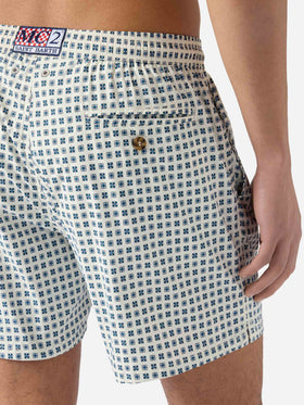 Costume mare Lighting Micro bianco con stampa geometrica all-over