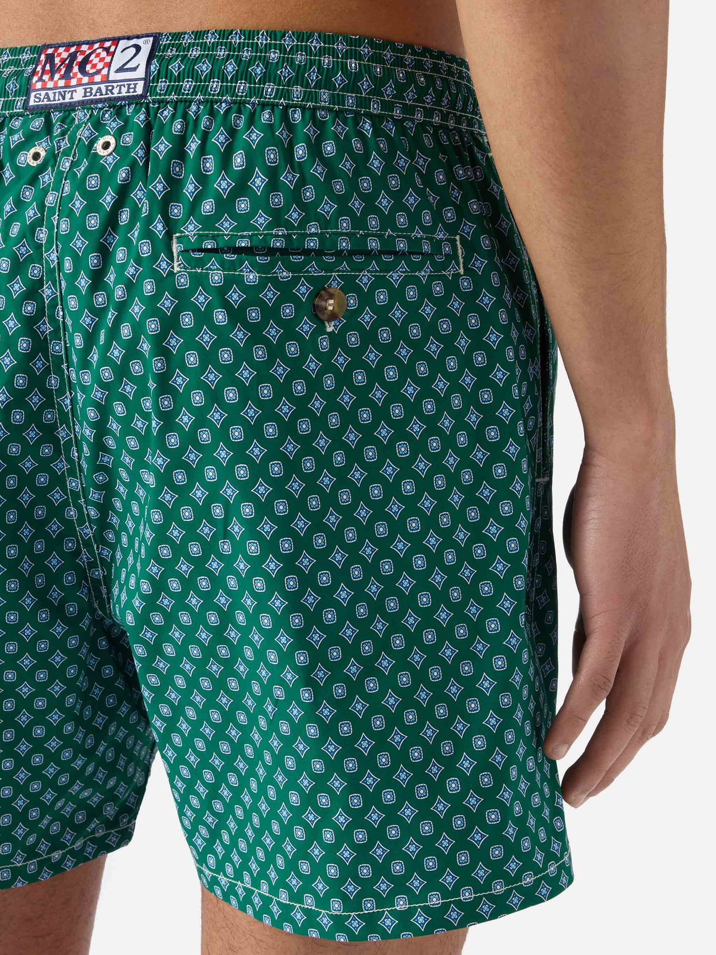 Costume mare Lighting Micro verde con stampa geometrica all-over