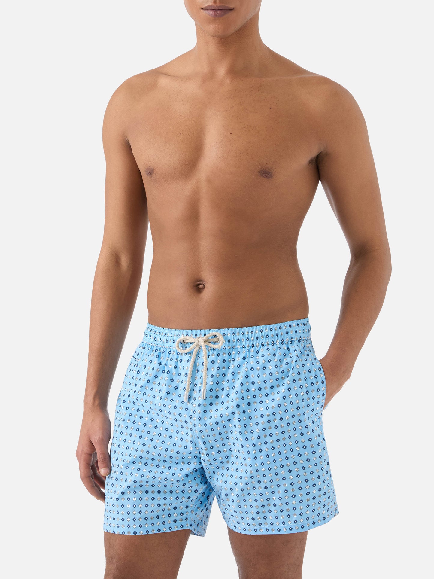 Costume mare Lighting Micro azzurro con stampa geometrica all-over