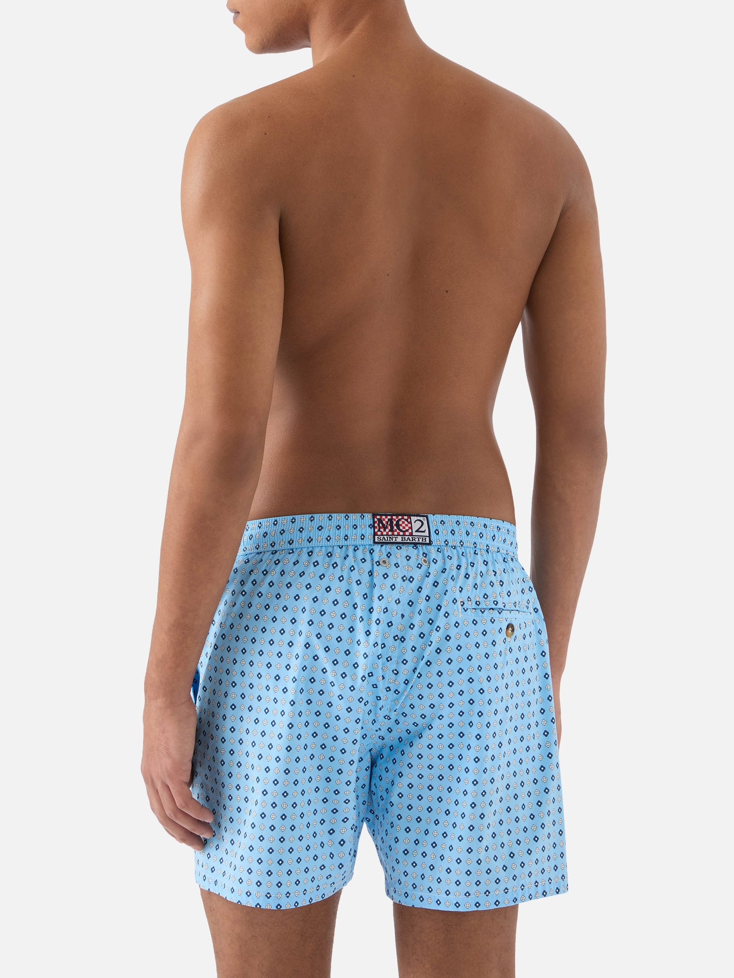 Costume mare Lighting Micro azzurro con stampa geometrica all-over