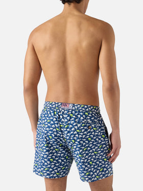 Bañador corto Lighting Micro azul marino con estampado integral de tiburones 