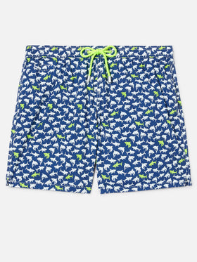 Bañador corto Lighting Micro azul marino con estampado integral de tiburones 