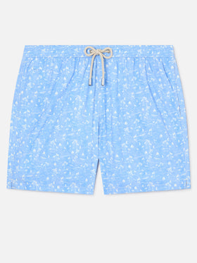 Costume mare Lighting Micro azzurro con stampa tropicale