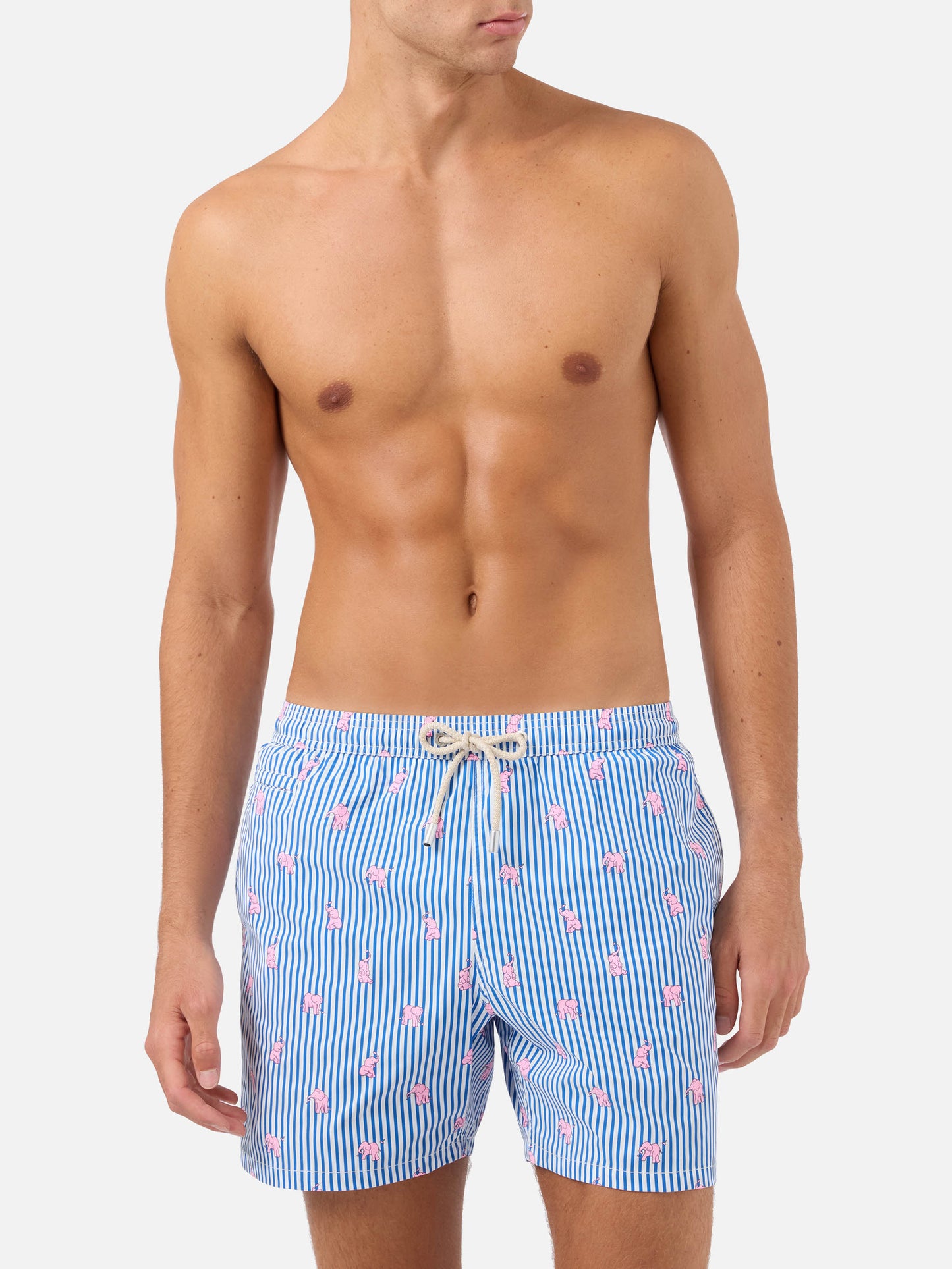Navy Lighting Micro swim shorts with all-over elephant print