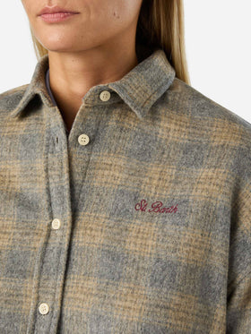 Chemise en flanelle mélangée de laine Lully avec broderie Snoopy | Special edition 