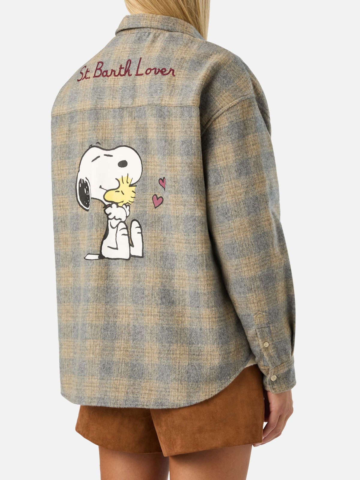 Chemise en flanelle mélangée de laine Lully avec broderie Snoopy | Special edition 