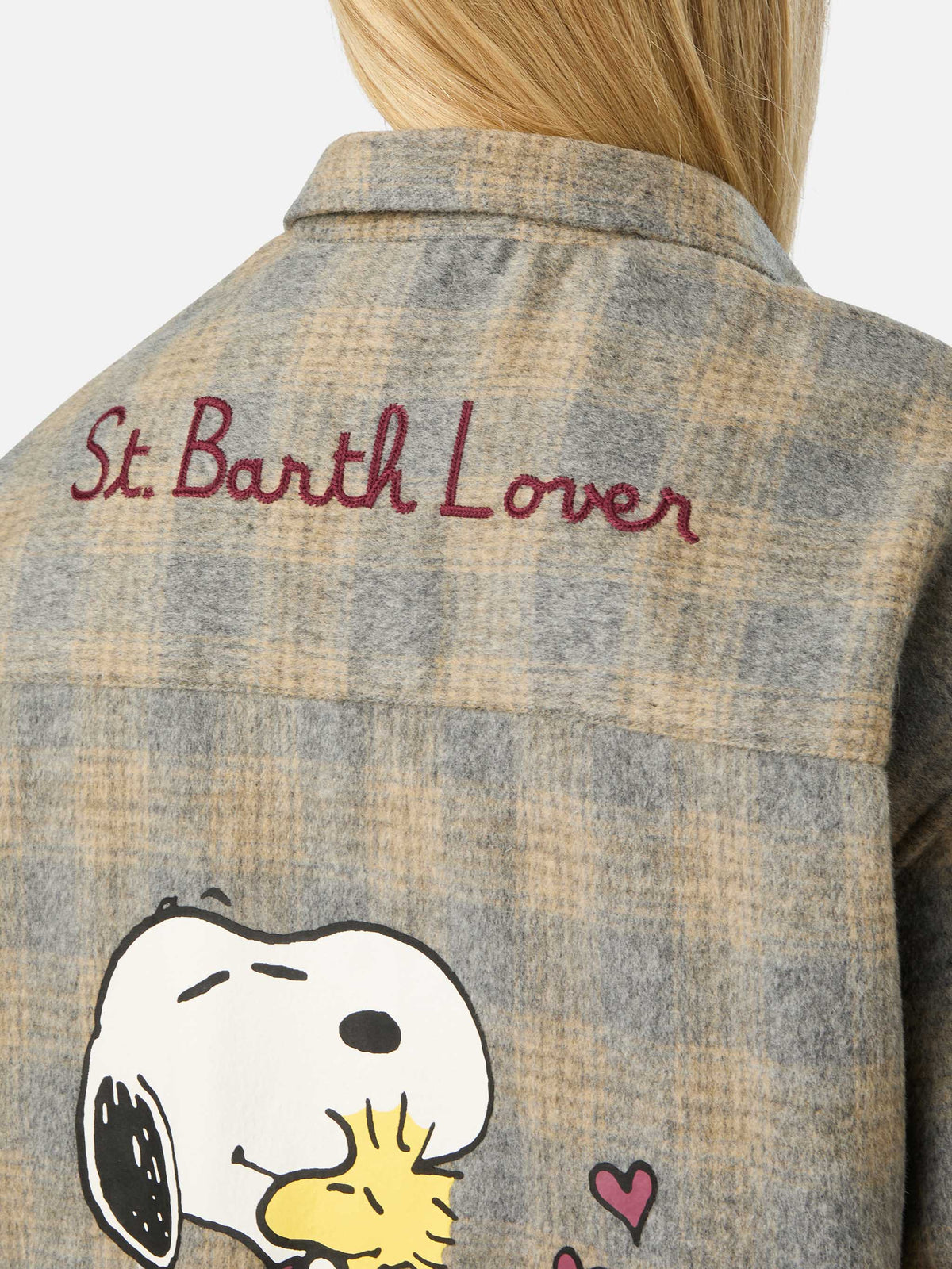 Chemise en flanelle mélangée de laine Lully avec broderie Snoopy | Special edition 
