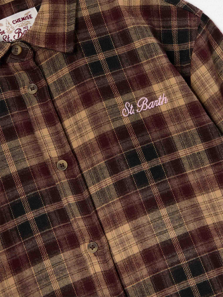 Camisa de franela Brown Lully con bordado Hello Kitty en la espalda | Special edition 