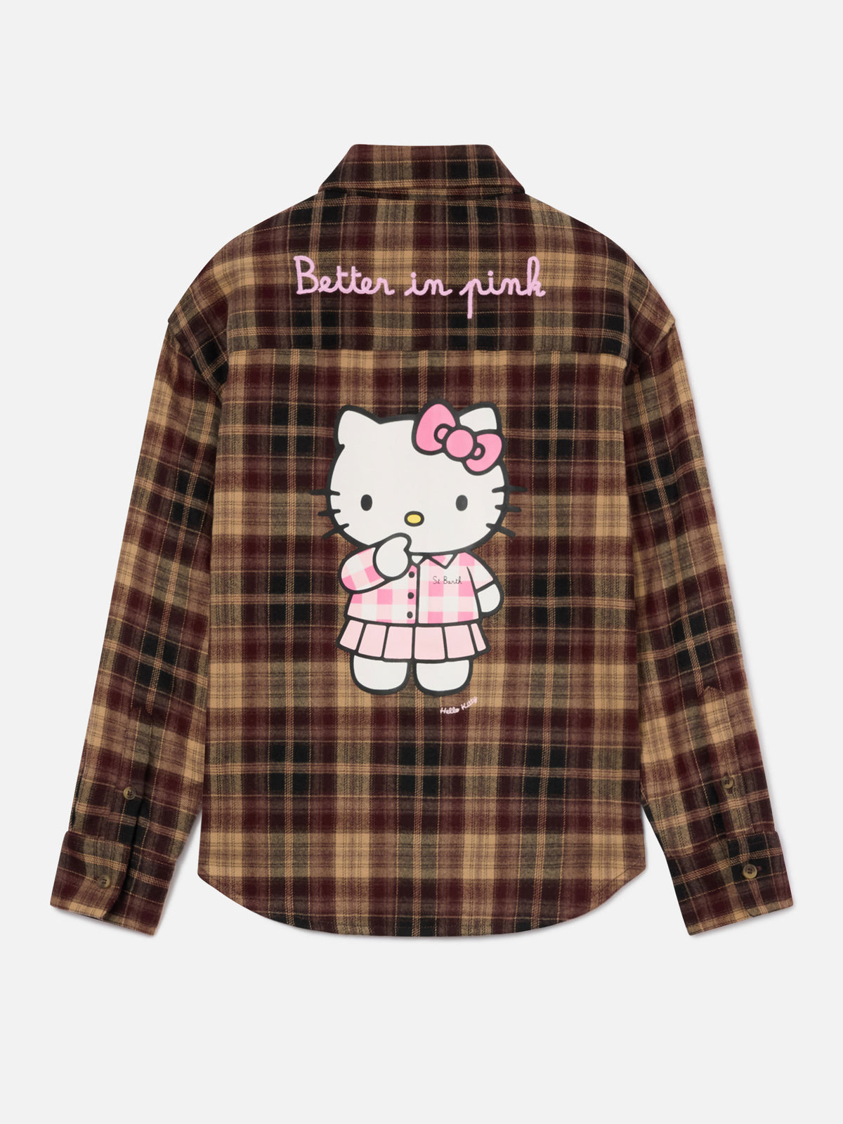 Chemise en flanelle Lully marron avec broderie au dos Hello Kitty | Special edition 