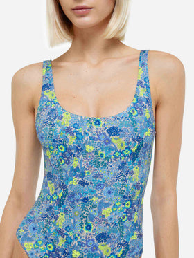 Lora scoopback one piece swimsuit with Margaret Annie print | MADE WITH LIBERTY FABRIC - MC2 Saint Barth