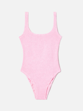 Lora one-piece swimsuit in pink crinkle