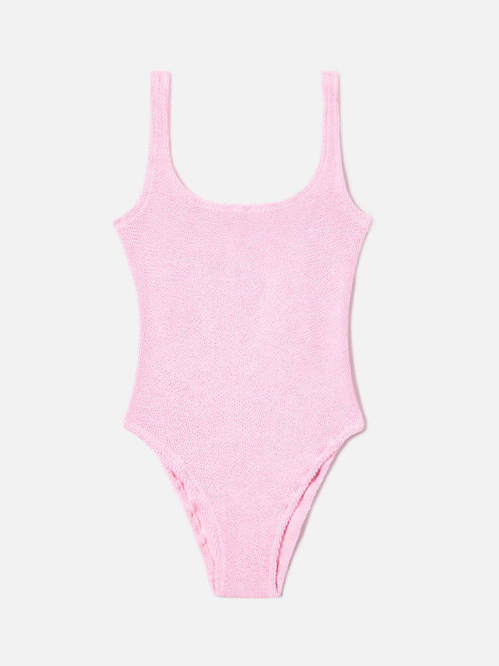 Lora one-piece swimsuit in pink crinkle