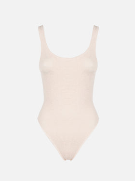 Lora beige crinkle one-piece swimsuit - MC2 Saint Barth