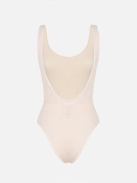 Lora beige crinkle one-piece swimsuit - MC2 Saint Barth