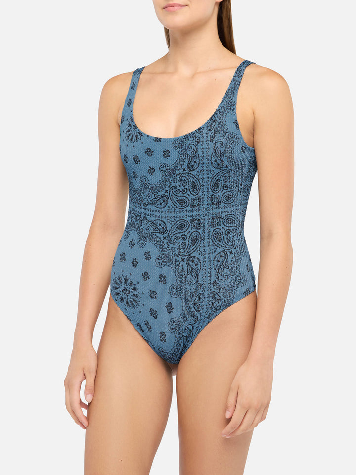 Lora crinkle one-piece swimsuit with bandana print