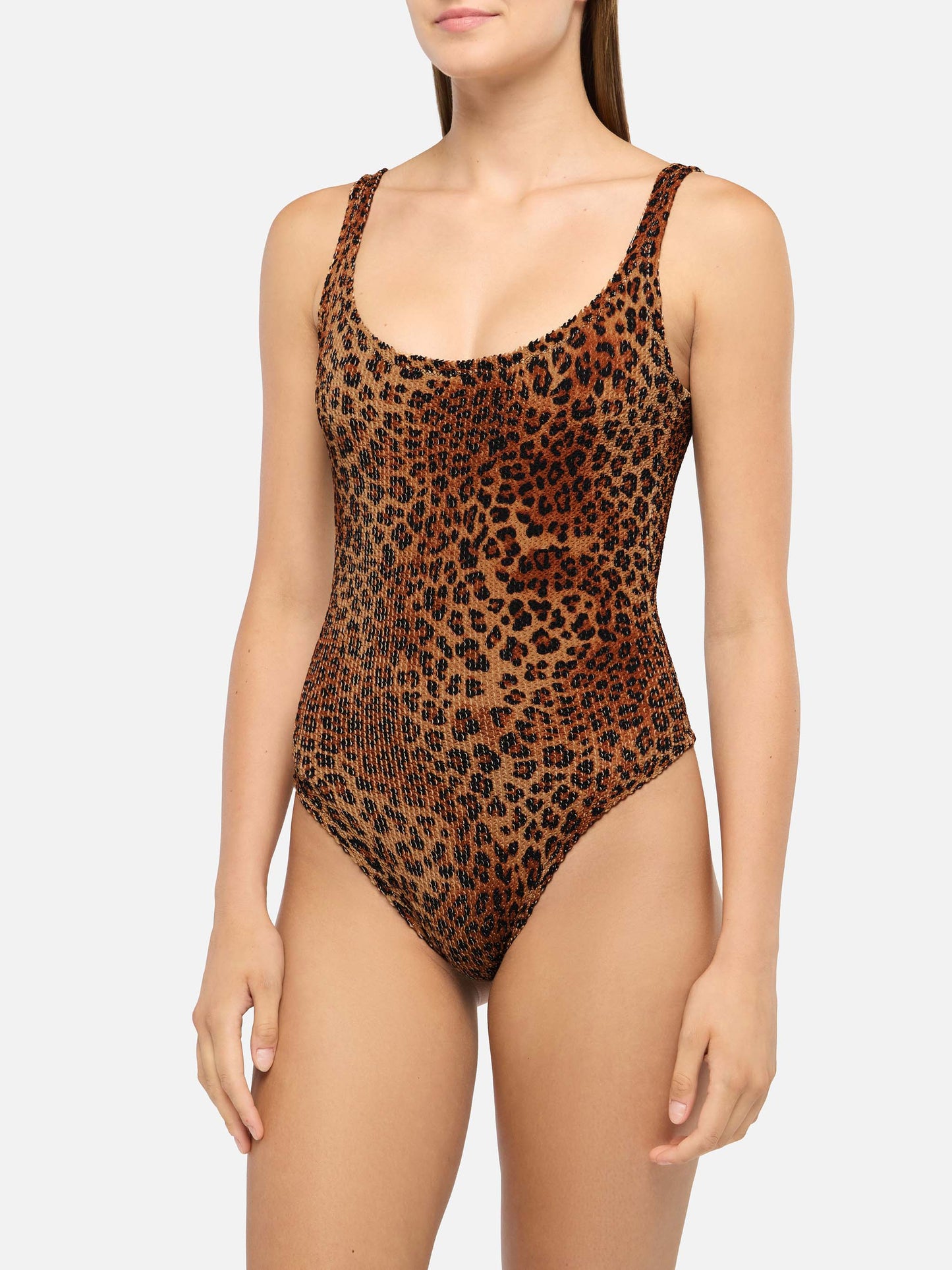 Lora Crinkle-Badeanzug mit Animalier-Print