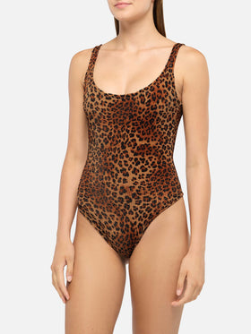 Lora Crinkle-Badeanzug mit Animalier-Print