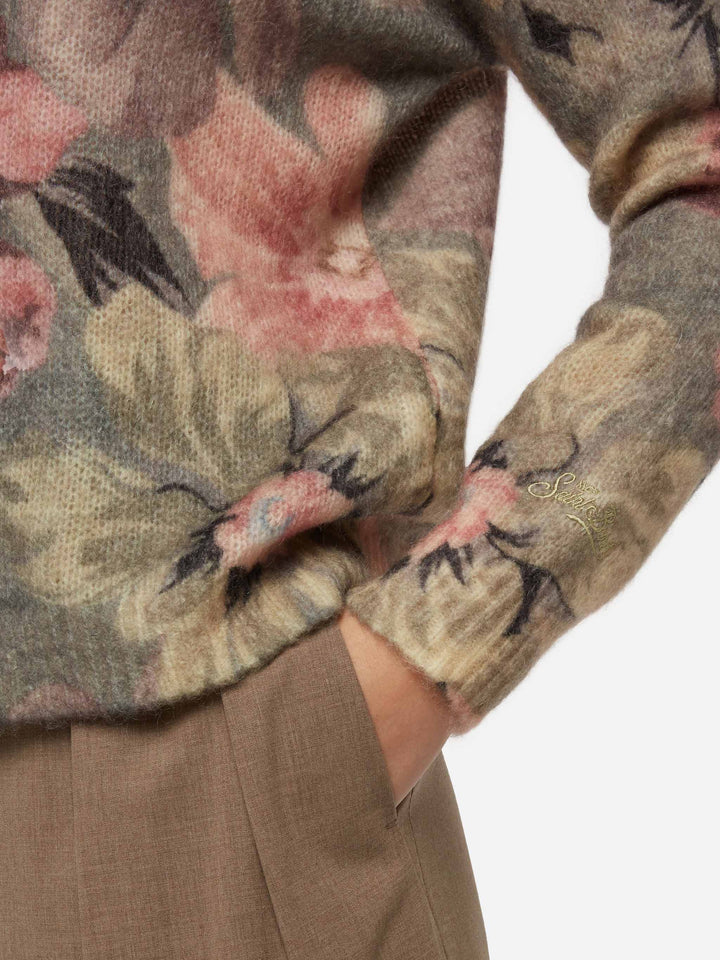 Woman mohair sweater Louise with flower print - MC2 Saint Barth
