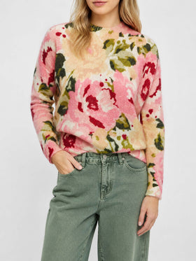 Maglione Louise con fantasia peonie