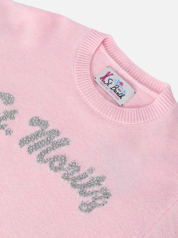 Sweater Louise Jr aus Kaschmirmischung mit St. Moritz-Grafik aus Strasssteinen | ST. MORITZ TOP OF THE WORLD