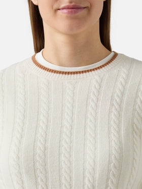 Laroche-Zopfstrickpullover aus Wolle mit St.-Barth-Stickerei