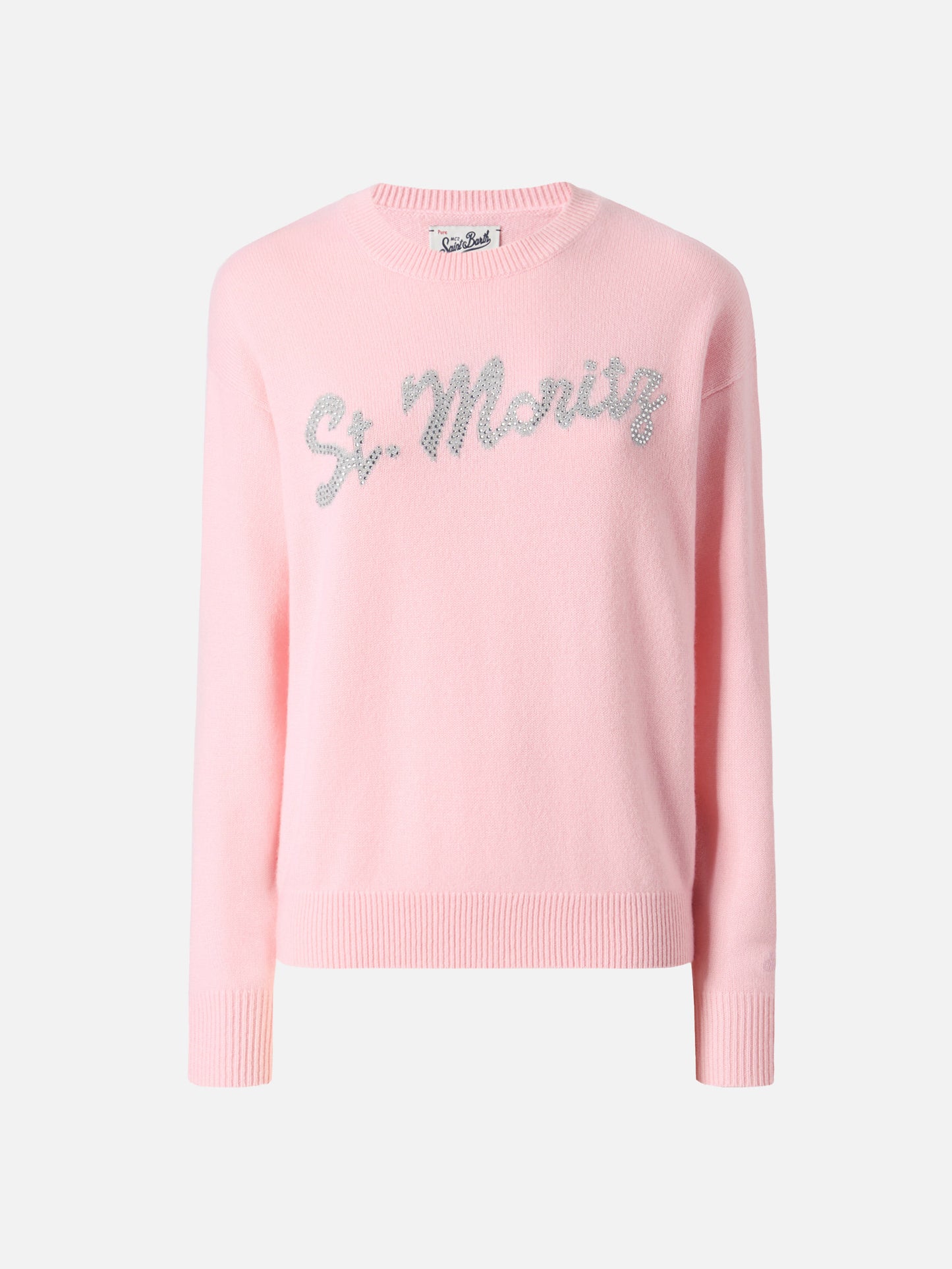 Pull Louise en cachemire rose avec application de strass St. Moritz 