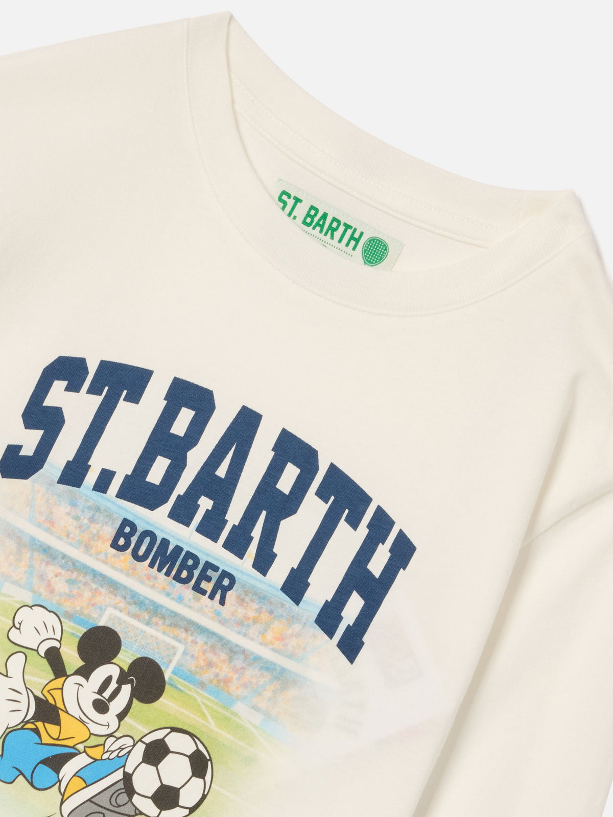 Camiseta blanca Luton de algodón orgánico de manga larga con estampado de Mickey Mouse | Special edition 
