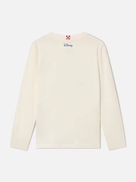 Camiseta blanca Luton de algodón orgánico de manga larga con estampado de Mickey Mouse | Special edition 