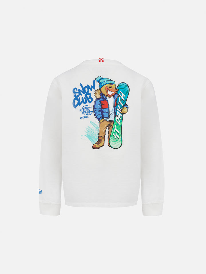 Boy heavy cotton t-shirt Luton with Crypto Duck Snow print | CRYPTO PUPPETS SPECIAL EDITION - MC2 Saint Barth