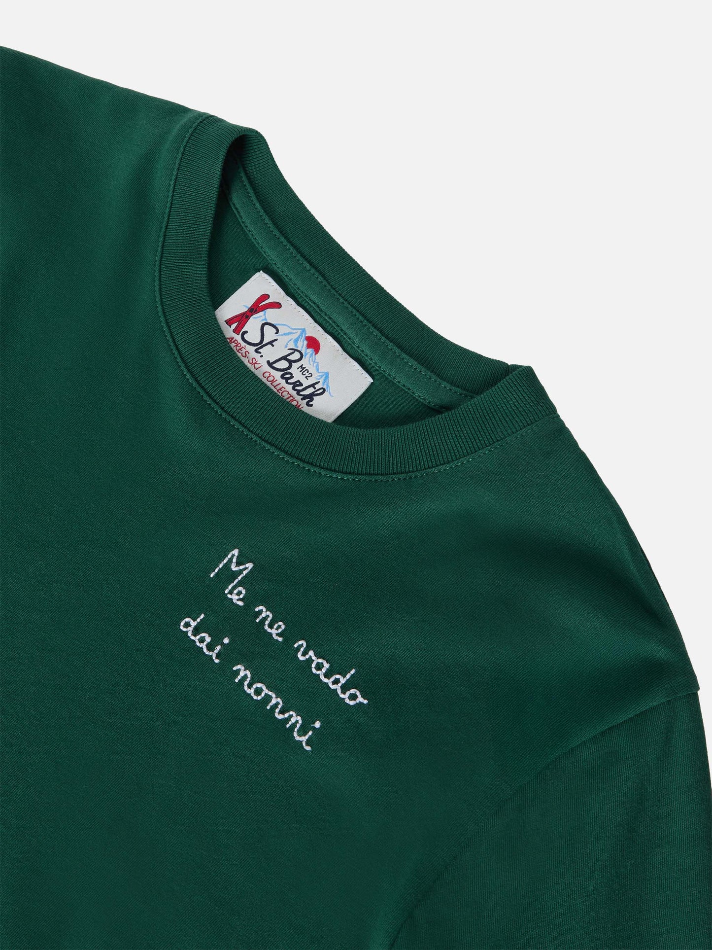 T-shirt Luton Jr verde  ricamo Me ne vado dai nonni