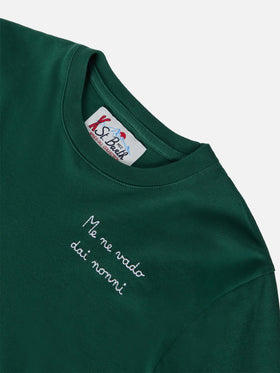 T-shirt Luton Jr verde  ricamo Me ne vado dai nonni