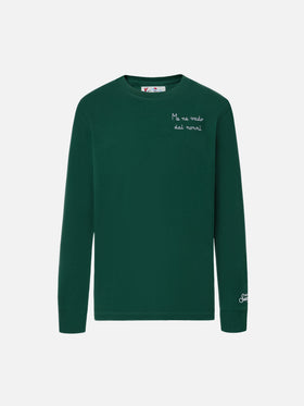 T-shirt Luton Jr verde  ricamo Me ne vado dai nonni