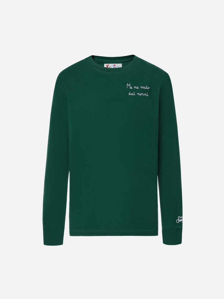 Luton Jr green t-shirt  Me ne vado dai nonni embroidery