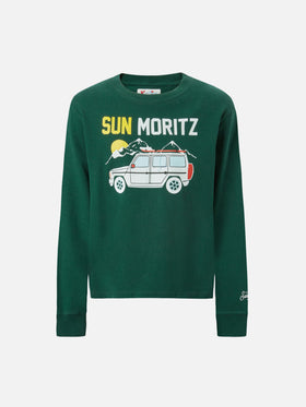 T-shirt Luton Jr verde  ricamo Sun Moritz