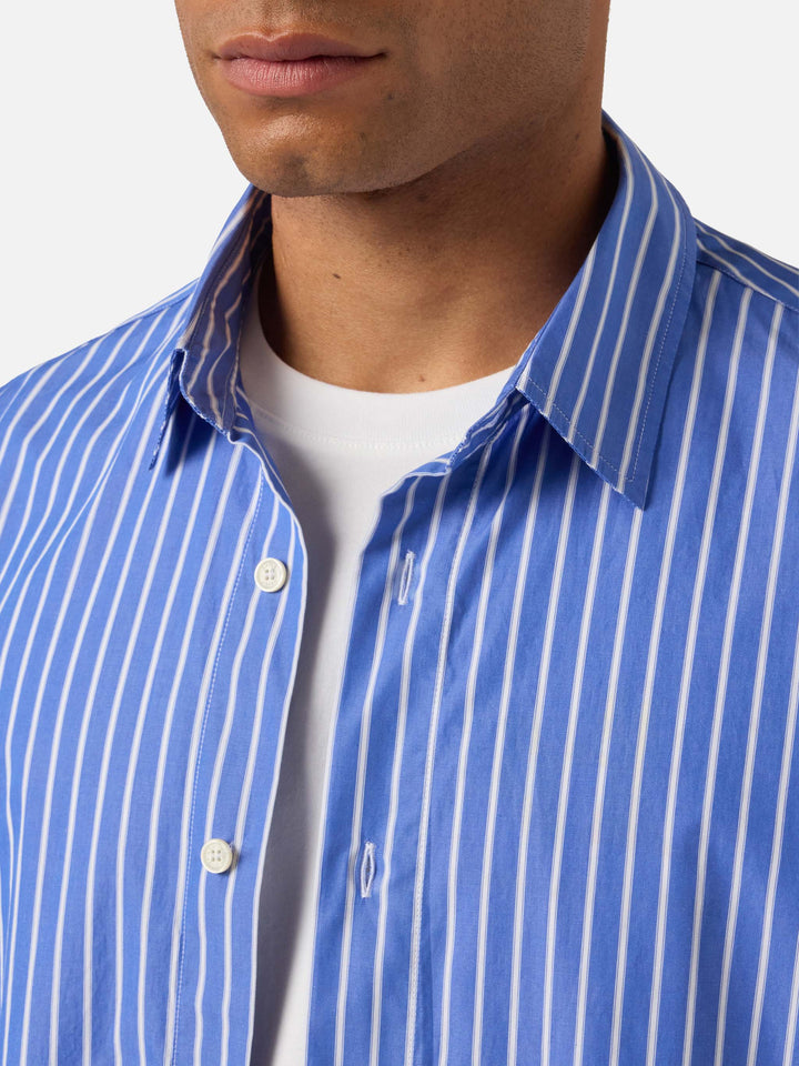Camicia Levanzo in cotone a righe blu