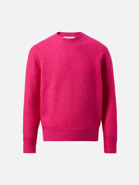 Fuchsiafarbener Stretch-Alpaka-Rundhalspullover Lyle 