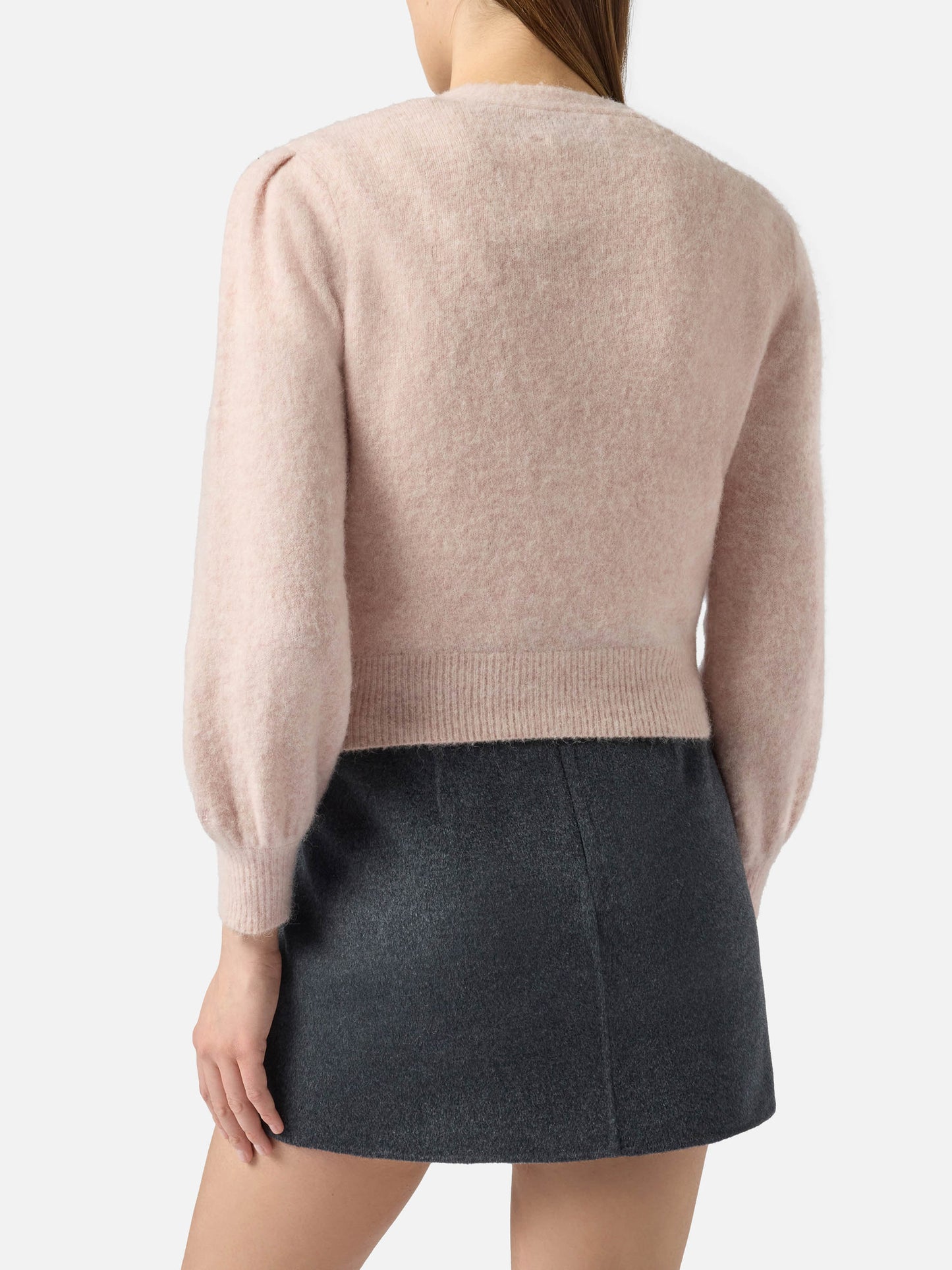Lyza Soft cropped cardigan with crochet heart patches
