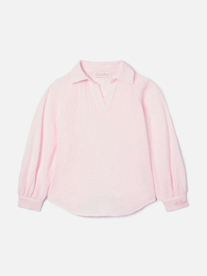 Camicia Maira Jr in mussola di cotone rosa