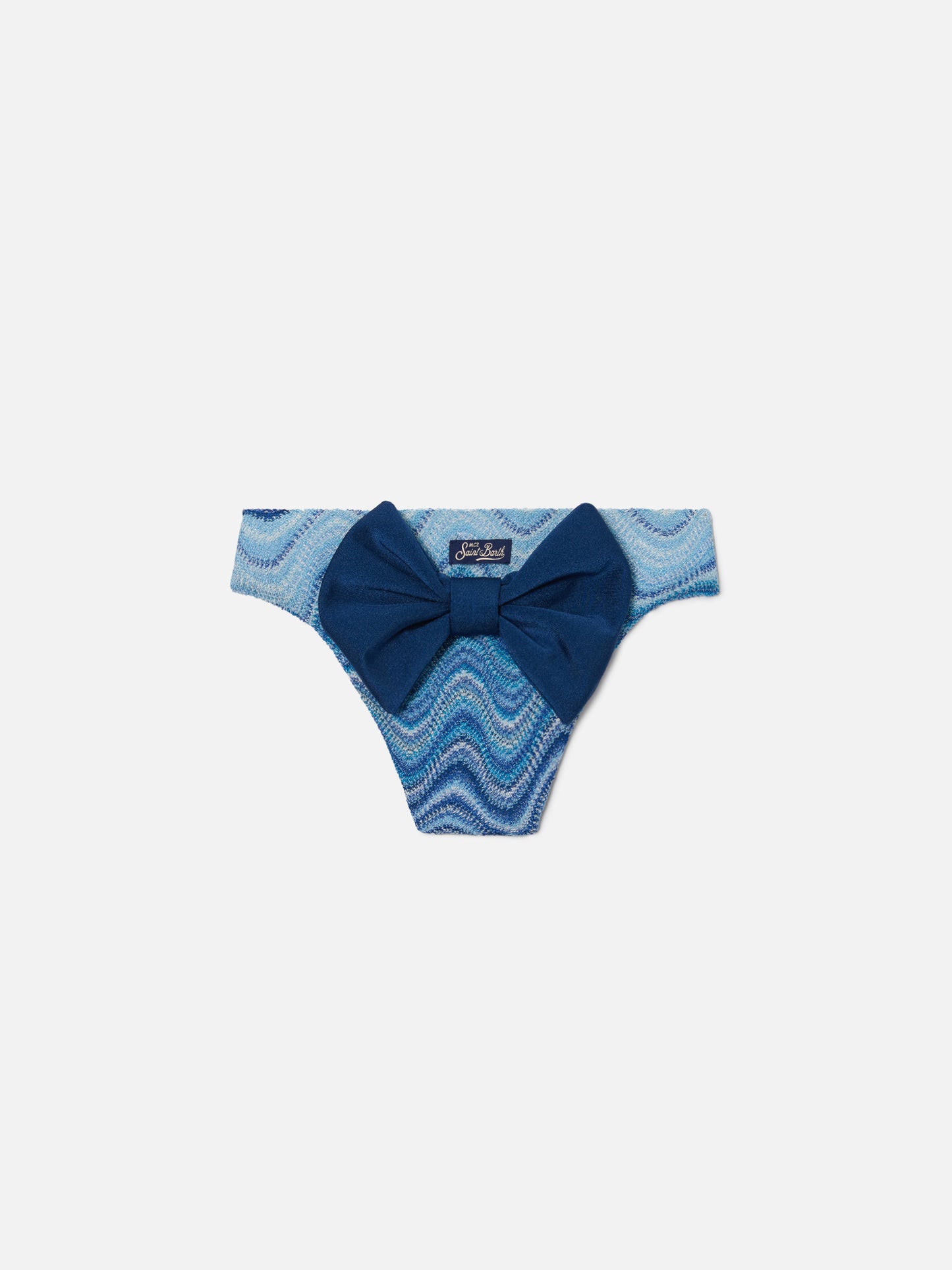 Slip de bain Madame raschel avec motif vagues dans des nuances de bleu 