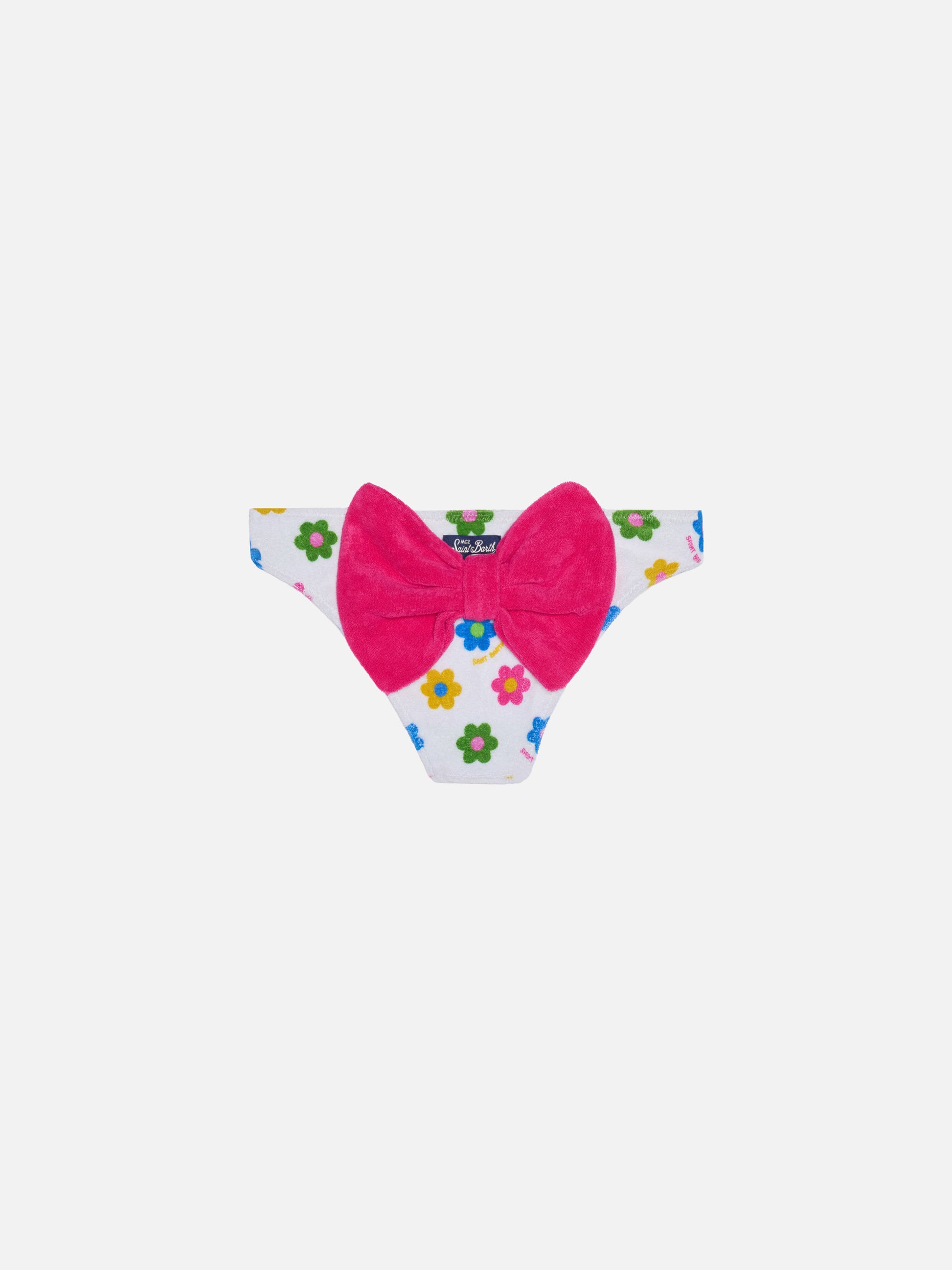 Girl terry swim briefs with daisy print - MC2 Saint Barth