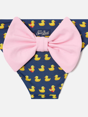 Madame-Swim-Slip mit Ducky-Print und rosa Schleife 