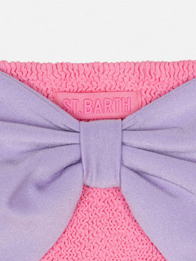 Madame pink crinkle swim briefs with bow - MC2 Saint Barth