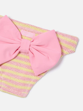 Madame crinkle striped swim briefs in pink and yellow