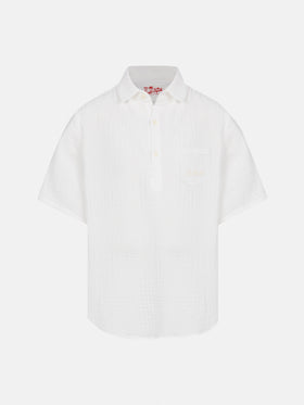 White cotton gauze polo shirt Madeira - MC2 Saint Barth