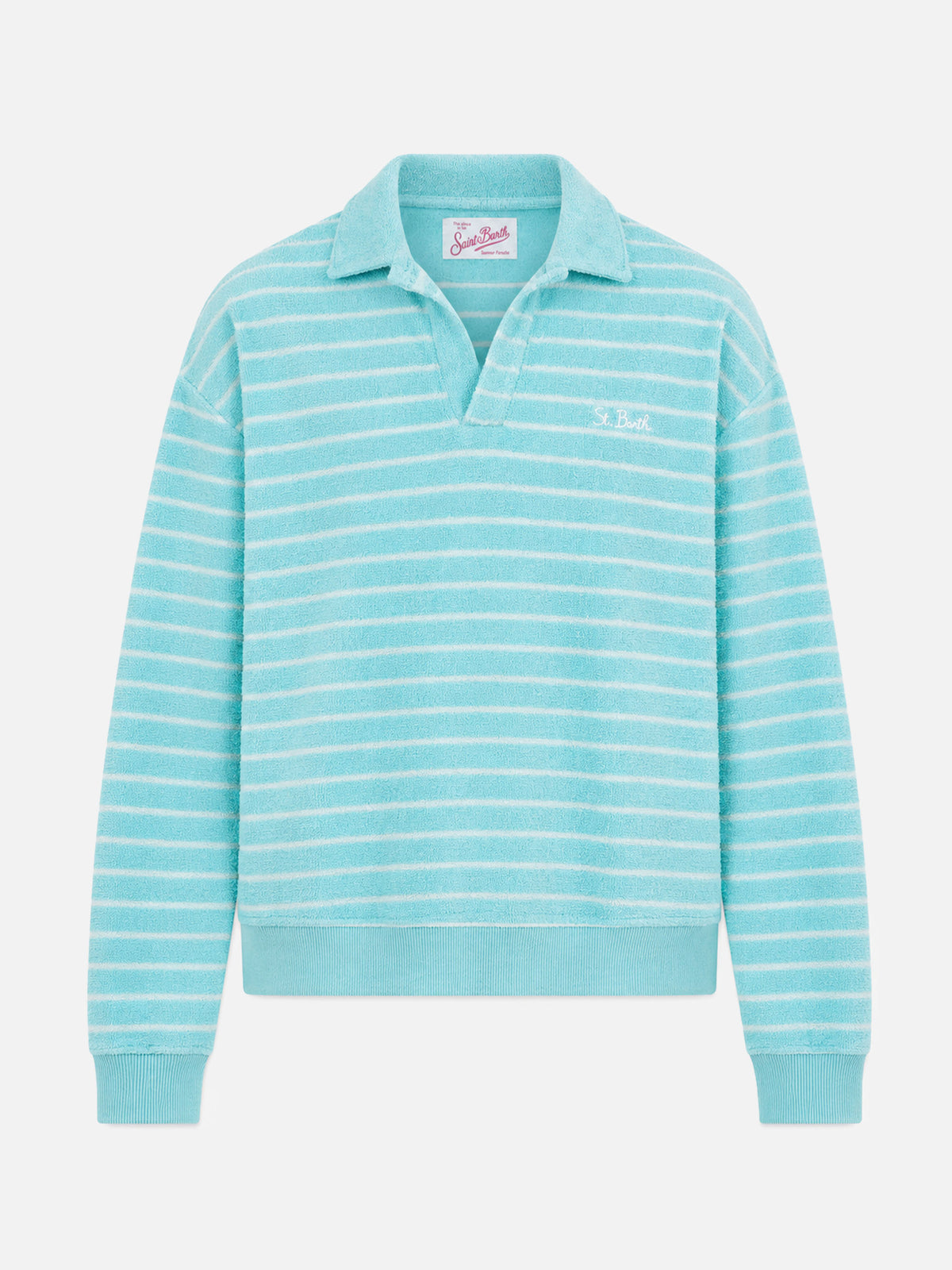 Sweat-shirt rayé en éponge bleu clair Magda 