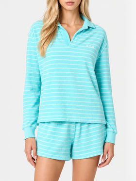 Sudadera a rayas de rizo azul claro Magda 